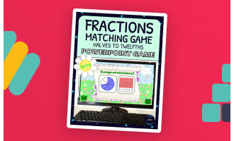 Spring Fractions Matching Game Activity - 1/2s to 1/12s - Digital - Fraction Circles and Squares