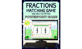 Spring Fractions Matching Game Activity - 1/2s to 1/5s - Digital - Fraction Symbols