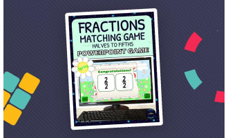 Spring Fractions Matching Game Activity - 1/2s to 1/5s - Digital - Fraction Symbols