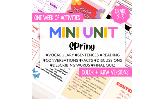 Spring Mini Unit - Includes Reading, Vocabulary, Facts, Adjectives PDF