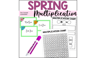 Spring Multiplication Math Station and Flash Cards