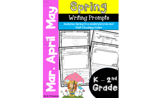 Spring Narrative Writing, Spring Opinion Writing, and Spring Informative Writing Prompts with Vocabulary Words for K-2nd Grade