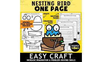 Spring Nesting Bird One Page Paper Craft Art Activities | Animal Theme