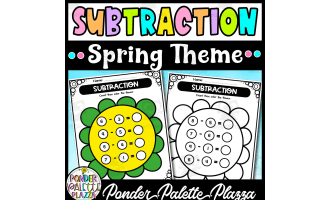 Spring Subtraction Worksheets - Count then Color