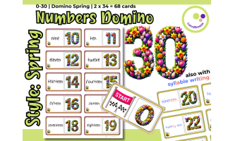 Spring-Themed Numbers Domino Game: Fun Learning for Elementary and ESL