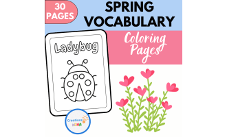 Spring Vocabulary Coloring Sheets.