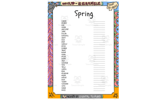 Spring word Scramble puzzle worksheet