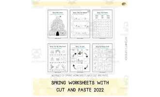 Spring Worksheets – Cut and Paste Activity Set
