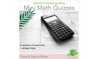 Square Roots and Cube Roots Quiz - Multiple Versions