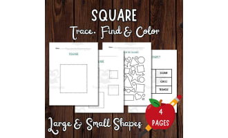 Square | Shape Worksheets for Kindergarten - Trace, Color and Find