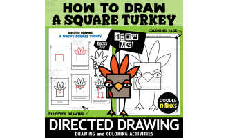 Square Turkey Directed Drawing | How to Draw