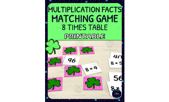 St Patricks Day 8 Times Table Matching Game - Printable
