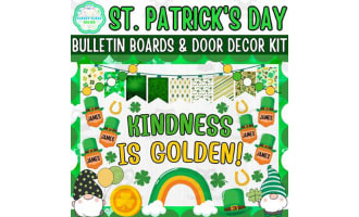 St. Patrick's Day Bulletin Board & Door Decor Kit: Kindness is Golden!