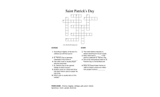 St. Patrick's Day Crossword Puzzle Worksheet