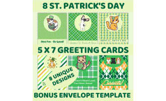St. Patrick's Day Dog and Cat Greeting Cards 5 x 7