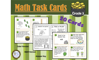 St. Patrick's Day Grade 3 MATH Task Cards