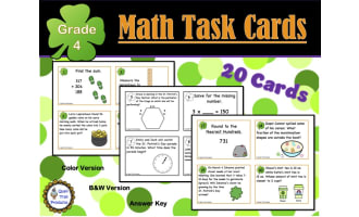 St. Patrick's Day Grade 4 Math Task Cards