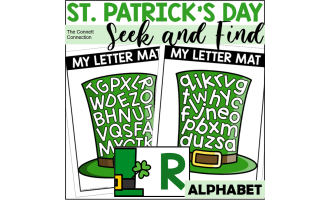 St. Patrick's Day Letter Recognition Seek and Find Mats Leprechaun Hat