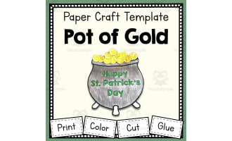 St. Patrick's Day Pot of Gold Paper Craft Template