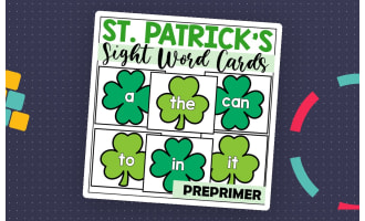 St. Patrick's Day Preprimer Sight Word Cards