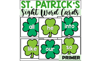 St. Patrick's Day Primer Sight Word Cards