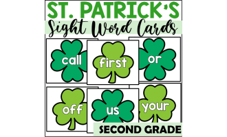 St. Patrick's Day Sight Word Cards for Second Grade