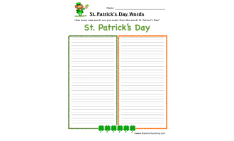 St. Patrick's Day Words Worksheet