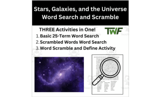 Stars, Galaxies, and the Universe Word Search and Scramble Activity