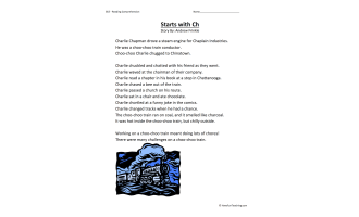 Starts With CH Reading Comprehension Worksheet