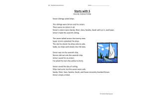 Starts With S Reading Comprehension Worksheet
