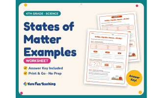 States of Matter Examples Worksheet – 4th Grade Science Practice