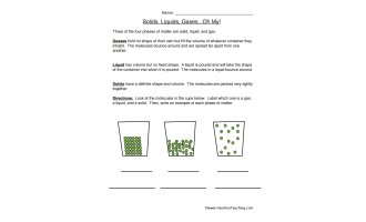 States of Matter Examples Worksheet