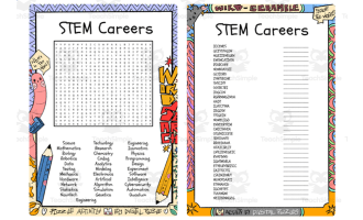 STEM Careers word search and word scramble