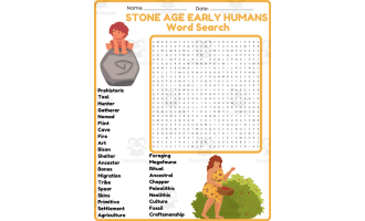 STONE AGE EARLY HUMANS Word Search Puzzle Worksheet Activity - Prehist