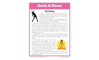 Stretching Health and Fitness Reading Comprehension Worksheet