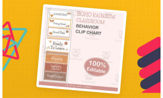 Student's Behavior Chart in Boho Rainbow Theme - 100% Editable