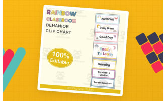 Student's Behavior Chart in Pastel Rainbow Theme - 100% Editable