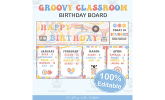 Student's Birthday Board in Pastel Groovy Theme - 100% Editable