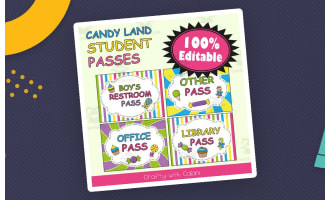 Student's Hall Pass in Candy Land Theme - 100% Editable