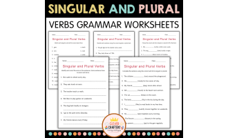 Subject Singular and Plural Verbs Grammar Worksheet for Grade 1, 2, 3