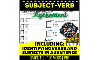 Subject-Verb Agreement Grammar Practice - Grades 1-2 (PDF)