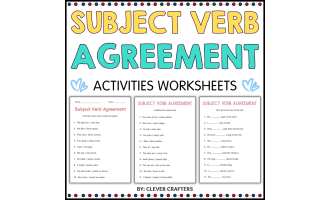 Subject Verb Agreement Grammar Worksheets Practice for Grade 2, 3, 4