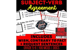 Subject-Verb Agreement Practice Questions - Grammar Grade 5-6 (Docs)