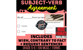 Subject-Verb Agreement Practice Questions - Grammar Grade 5-6 (Forms)