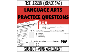 Subject-Verb Agreement Sample Lesson - Grammar Grade 5-6 (PDF)