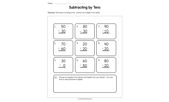 Subtracting by Tens – Multiples of 10 Worksheet