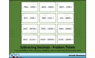 Subtracting Decimals - Problem Tickets