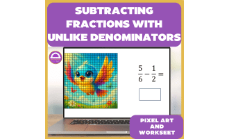 Subtracting Fractions with Unlike Denominators Pixel Art