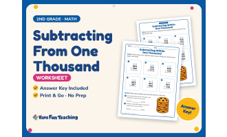 Subtracting From One Thousand Worksheet – 2nd Grade Subtraction
