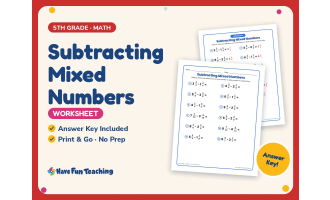 Subtracting Mixed Numbers Worksheet – 5th Grade Fractions Practice